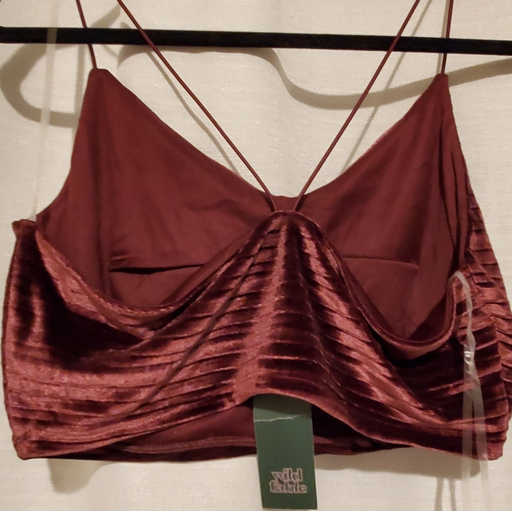 Wild Fable Burgundy Velvet Crop Top - Picture 2 of 2